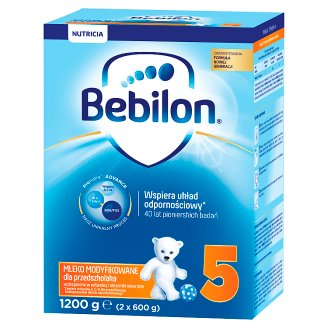 Bebilon Junior 5 z Pronutra+ Mleko modyfikowane dla przedszkolaka 1200 g (2 sztuki)