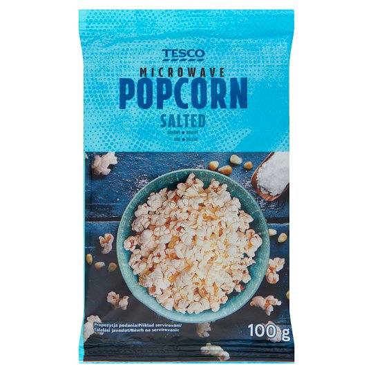 Tesco Popcorn solony do przygotowania w kuchence mikrofalowej 100 g