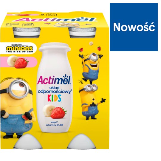 Danone Actimel Strawberry and Banana Fermented Milk 400 g (4 x 100 g)