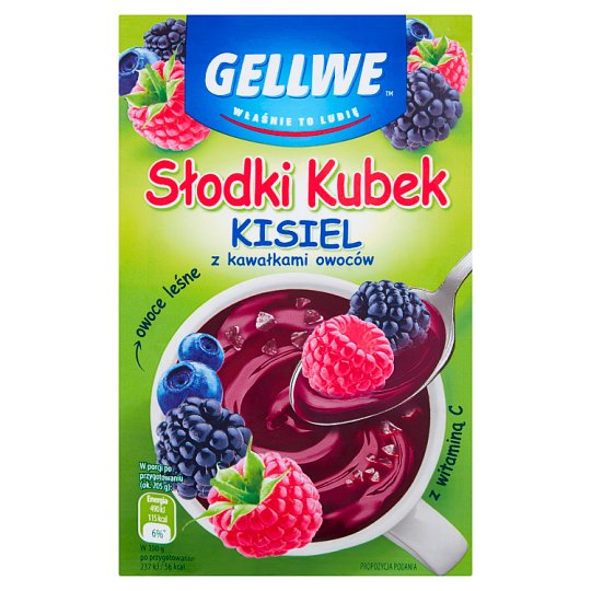 Gellwe Słodki Kubek Kisiel z kawałkami owoców owoce leśne 30 g