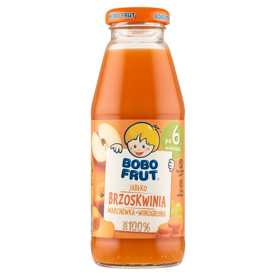 Bobo Frut 100% sok jabłko brzoskwinia marchewka i winogrona po 6 miesiącu 300 ml