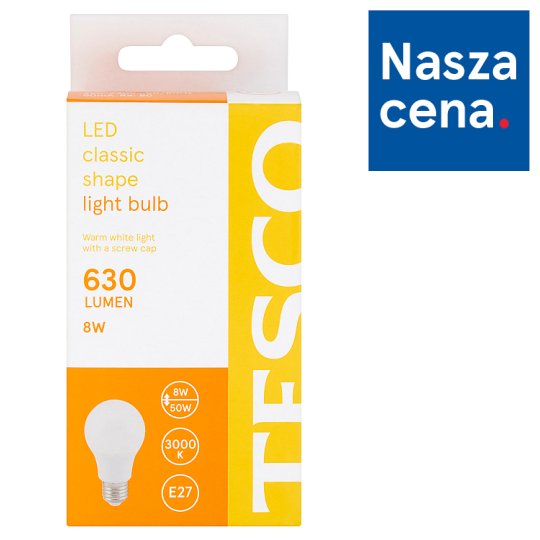 Tesco Żarówka LED 8 W (50 W) E27 ciepłe białe światło