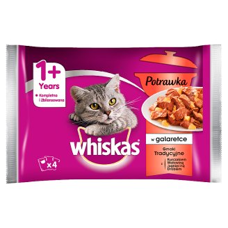 Whiskas Potrawka w galaretce smaki tradycyjne Karma pełnoporcjowa 1+ lat 340 g (4 saszetki)