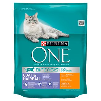 PURINA ONE Coat & Hairball Pełnoporcjowa karma dla dorosłych kotów bogata w kurczaka i ziarna 800 g