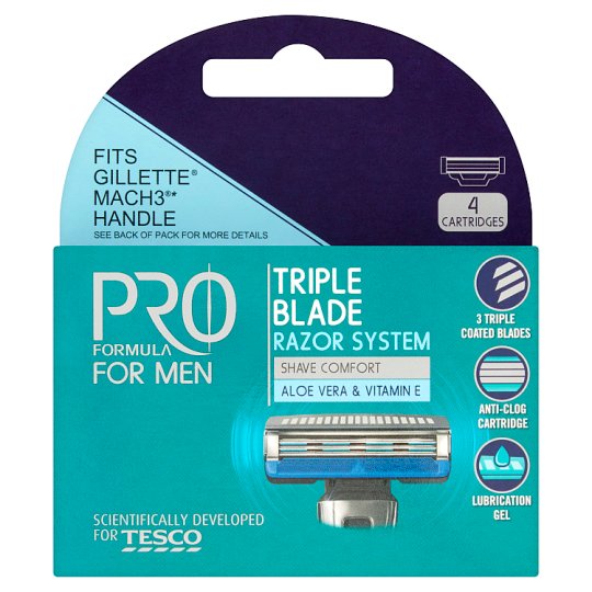 Tesco Pro Formula For Men RightFit 3 Wymienne ostrza do maszynki do golenia 4 sztuki
