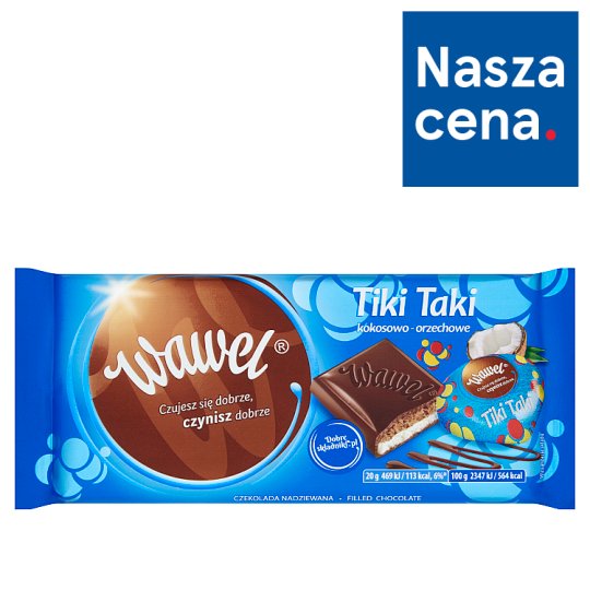 Wawel Tiki Taki kokosowo-orzechowe Czekolada nadziewana 100 g
