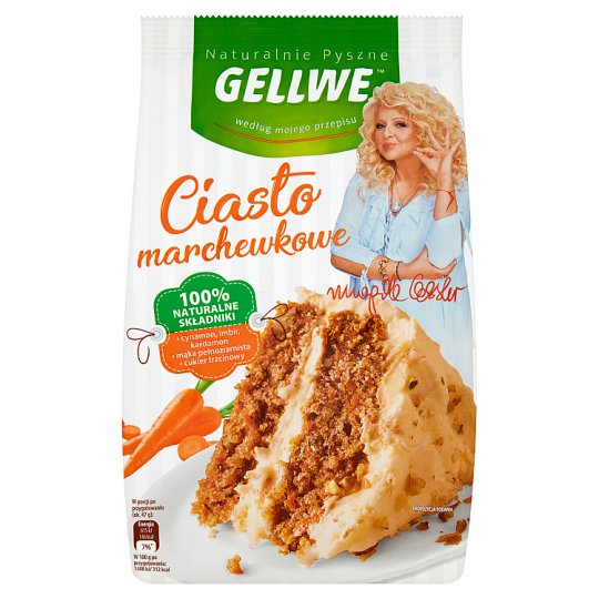 Gellwe Naturalnie Pyszne Ciasto marchewkowe mieszanka do wypieku 430 g