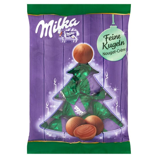 Milka Feine Kugeln Czekolada mleczna z mleka alpejskiego z nadzieniem orzechowym 90 g