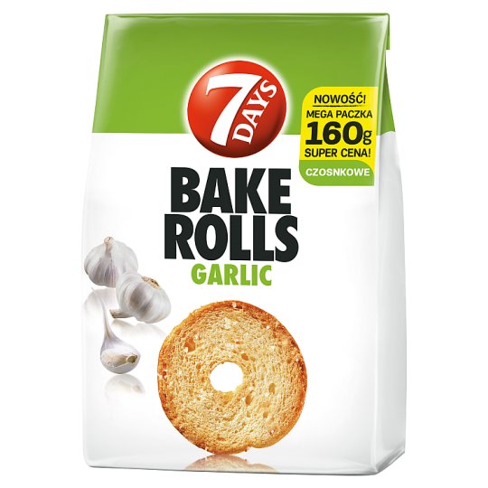 7 Days Bake Rolls Chrupki chlebowe o smaku czosnku 160 g