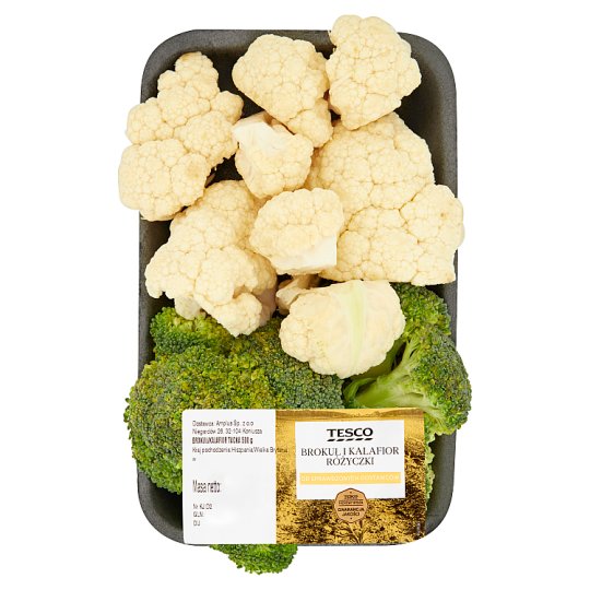 Tesco Brokuł i kalafior różyczki 500 g