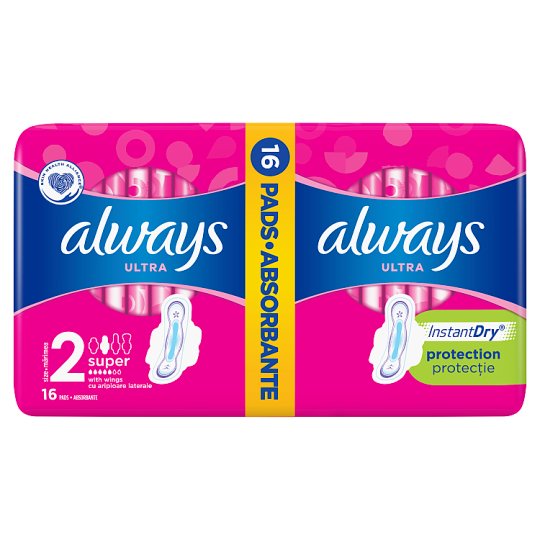 Always Ultra Super (rozmiar 2) Podpaski ze skrzydełkami, 16 sztuk