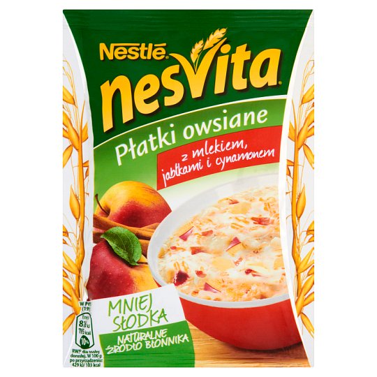 Nesvita Płatki owsiane z mlekiem jabłkami i cynamonem 50 g