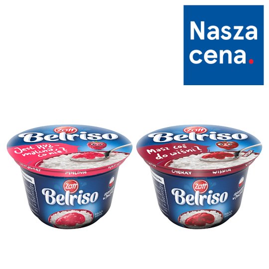 Zott Belriso Deser mleczny z ryżem i sosem malinowym 200 g