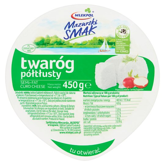 Mlekpol Mazurski Smak Twaróg półtłusty 450 g