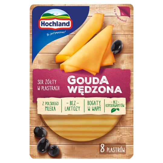 Hochland Ser żółty Gouda wędzona w plastrach 135 g
