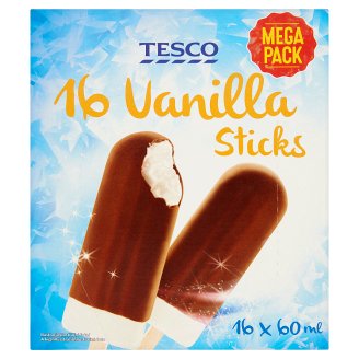 Tesco Lody o smaku waniliowym w polewie kakaowej 560 g (16 sztuk)