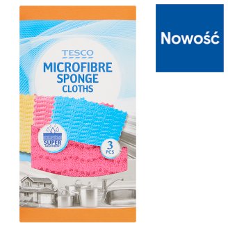 Tesco Ściereczka gąbczasta z mikrofibry 3 sztuki