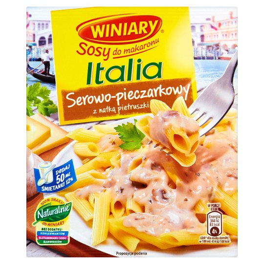 Winiary Sosy do makaronu Italia Sos serowo-pieczarkowy z natką pietruszki 35 g