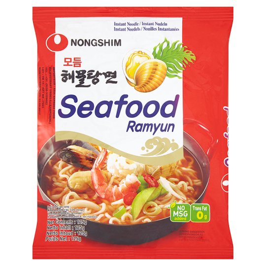 Nongshim Seafood Azjatyckie danie z makaronu pszennego z owocami morza 125 g