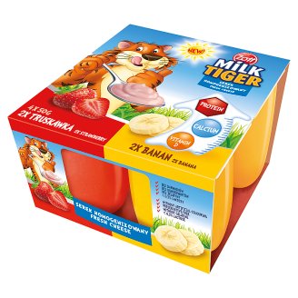 Zott Milk Tiger Serek homogenizowany truskawka banan 200 g (4 sztuki)