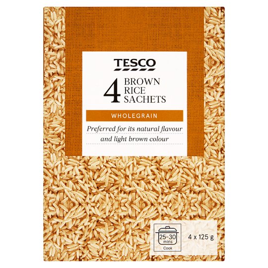 Tesco Ryż długoziarnisty brązowy 500 g (4 x 125 g)