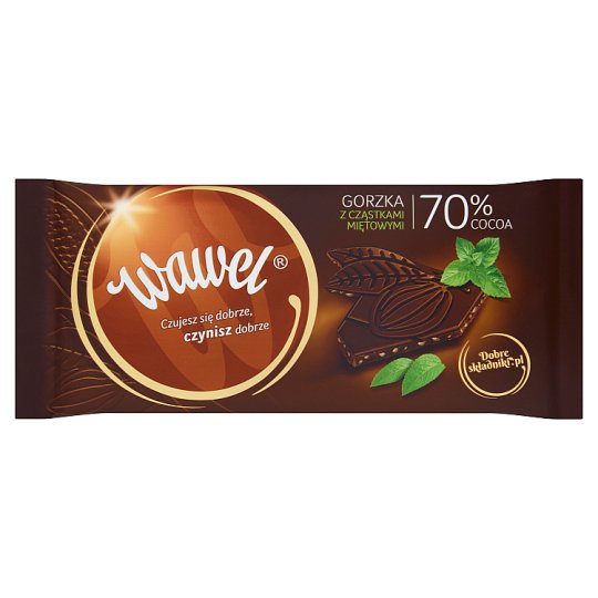 Wawel Czekolada gorzka z cząstkami miętowymi 70% Cocoa 100 g