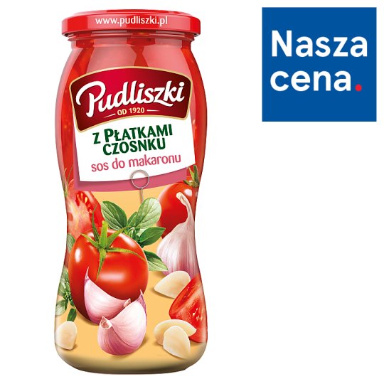 Pudliszki Sos do makaronu z płatkami czosnku 500 g