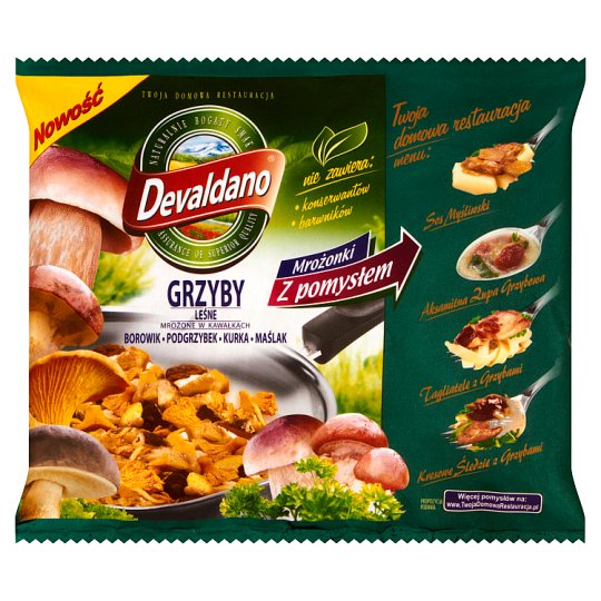 Devaldano Mrożonki Z pomysłem Grzyby leśne mrożone w kawałkach 250 g