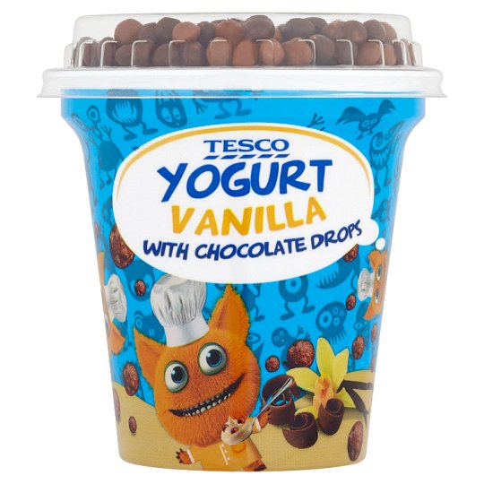 Tesco Jogurt waniliowy z kulkami czekoladowo-zbożowymi 100 g + 7 g