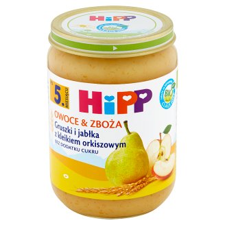 HiPP BIO Owoce & Zboża Gruszki i jabłka z kleikiem orkiszowym po 5. miesiącu 190 g