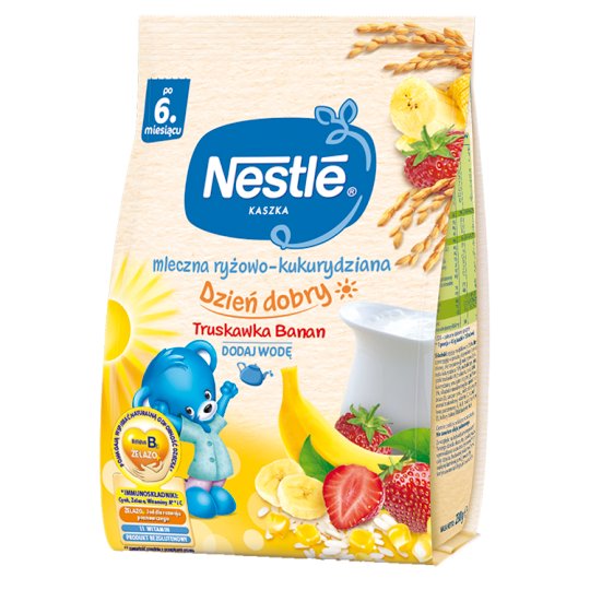 Nestlé Dzień dobry Kaszka mleczna ryżowo-kukurydziana truskawka banan po 6 miesiącu 230 g