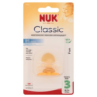 Nuk Classic Smoczek uspokajający anatomiczny lateksowy Fun rozmiar 3 dla dzieci w wieku 18-36 m