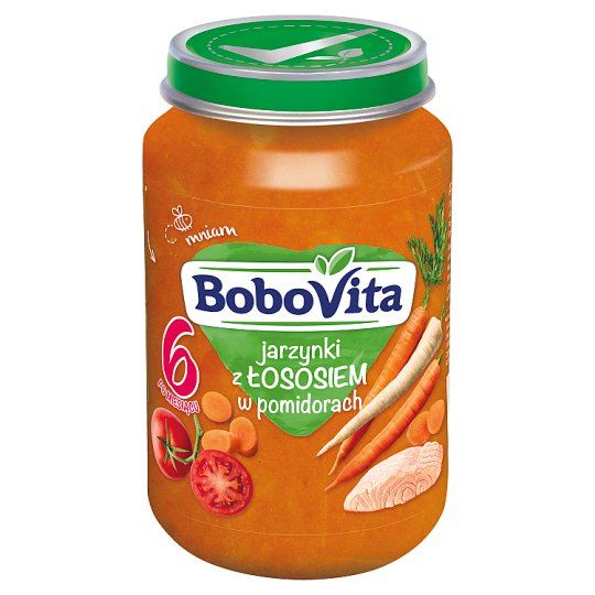 BoboVita Jarzynki z łososiem w pomidorach po 6 miesiącu 190 g