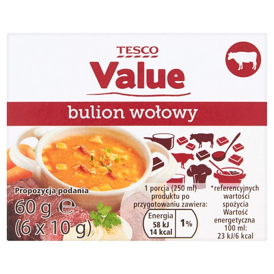 Tesco Value Bulion wołowy 60 g (6 sztuk)