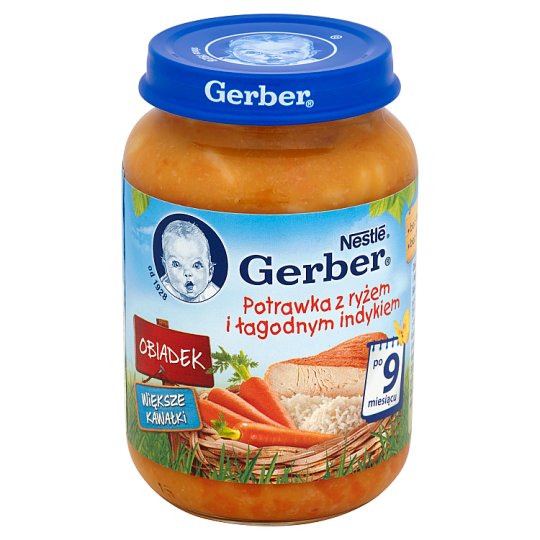 Gerber Obiadek Potrawka z ryżem i łagodnym indykiem po 9 miesiącu 190 g