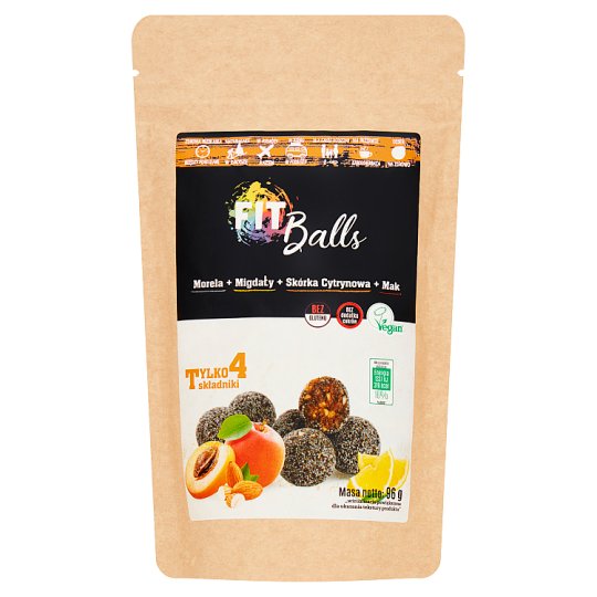 Fit Balls Pasta z suszonych moreli migdały + skórka cytrynowa + mak 96 g