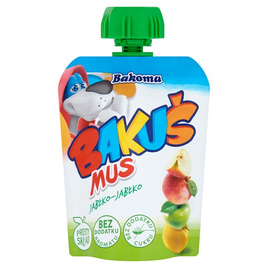 Bakoma Bakuś do kieszonki Mus owocowy jabłko-jabłko 90 g