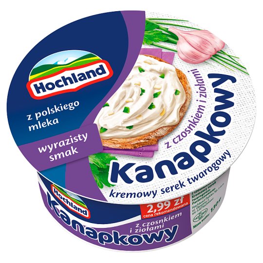 Hochland Kanapkowy serek kremowy z czosnkiem i ziołami 130 g