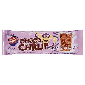Breakfast King Choco Chrup Baton z płatków zbożowych w polewie mlecznej 25 g