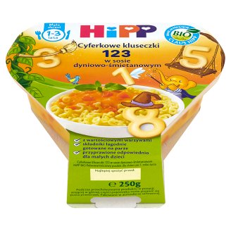 HiPP BIO Cyferkowe kluseczki 123 w sosie dyniowo-śmietanowym 1-3 lata 250 g