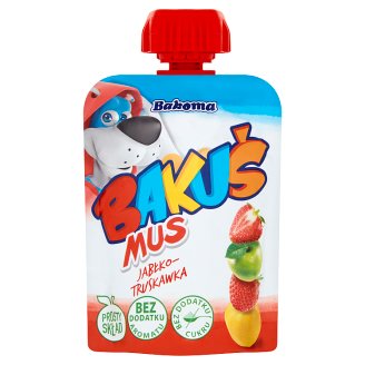 Bakoma Bakuś do kieszonki Mus owocowy jabłko-truskawka 90 g