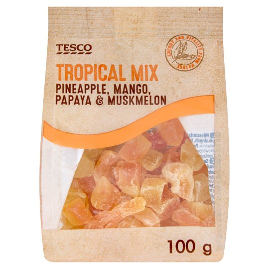 Tesco Mieszanka kandyzowanych suszonych owoców tropikalnych 100 g