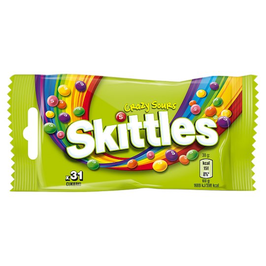 Skittles Crazy Sours Cukierki do żucia 38 g (31 cukierków)
