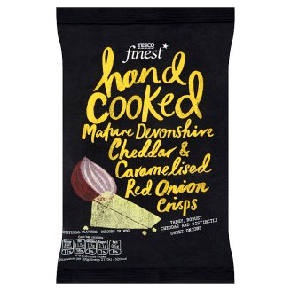 Tesco Finest Chipsy ziemniaczane o smaku sera cheddar i karmelizowanej czerwonej cebuli 40 g