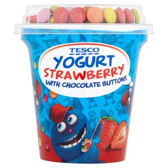 Tesco Jogurt truskawkowy z drażetkami czekoladowymi 100 g + 7 g
