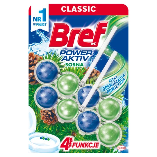 Bref WC Power Aktiv Zawieszka myjąco-zapachowa do muszli WC sosnowy las 2 x 50 g