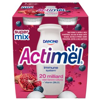Danone Actimel Mleko fermentowane o smaku granat-jagoda-maca 400 g (4 x 100 g)