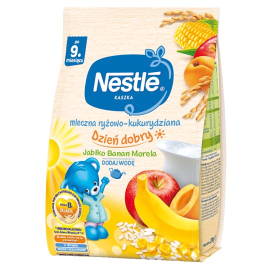 Nestlé Dzień dobry Kaszka mleczna ryżowo-kukurydziana jabłko banan morela po 9 miesiącu 230 g