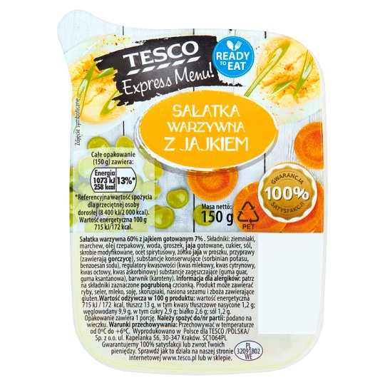 Tesco Express Menu! Sałatka warzywna z jajkiem 150 g