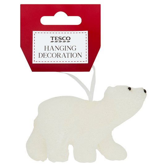Tesco Wisząca ozdoba niedźwiedź polarny pokryty białym brokatem